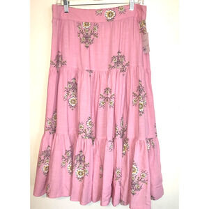 Lauren Conrad Pink Floral Peasant Skirt NWT Sz L Petite